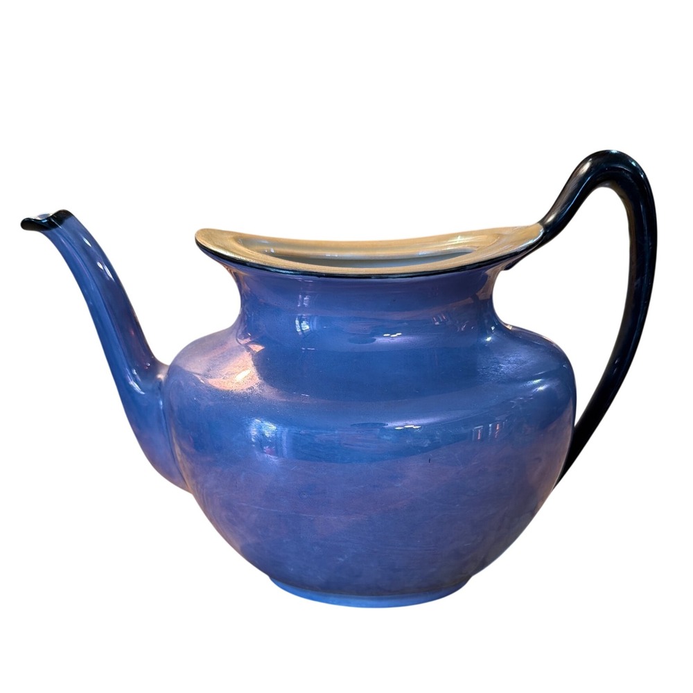 Phoenix China Teapot 8.5in Blue Iridescent Lusterware Czechoslovakia 1920s DECOR